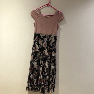 Kids Pink and Black Floral Dress with Rhinestones